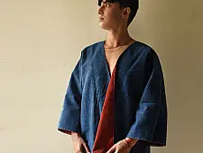 Kimono | Reversible Ajrakh & Denim Unisex Jacket 