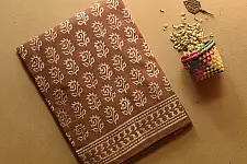 Indigenous Impressions ❣ Bagru Block Printed Cotton Brown Saree