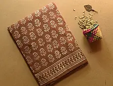 Indigenous Impressions ❣ Bagru Block Printed Cotton Brown Saree