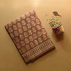 Indigenous Impressions ❣ Bagru Block Printed Cotton Brown Saree