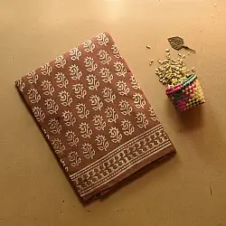 Indigenous Impressions ❣ Bagru Block Printed Cotton Brown Saree