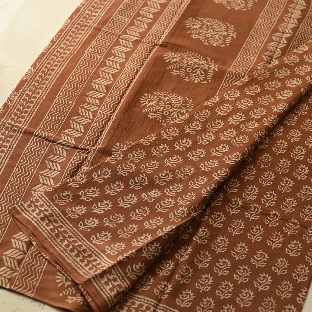 Dabu Cotton Saree with Bagru Print