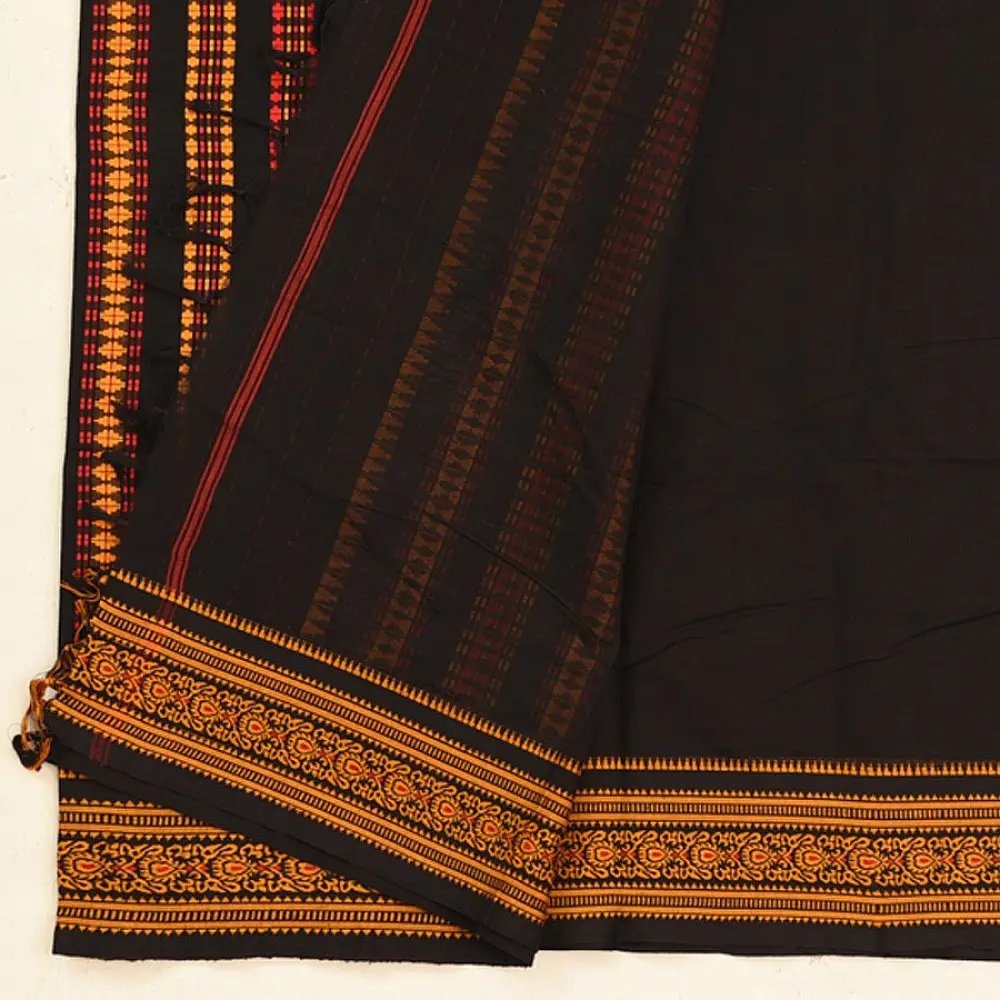 shop Begampuri Cotton Saree - Black