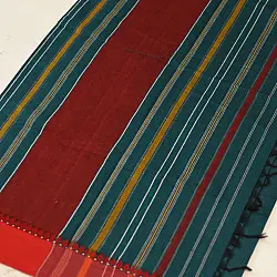 Sadaa . सदा ✡ Begampuri Cotton Rama Green Saree with Red Woven Border