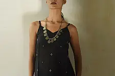 Itr .  Jamdani Cotton Handloom Top | Black 