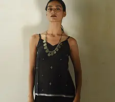 Itr .  Jamdani Cotton Handloom Top | Black 