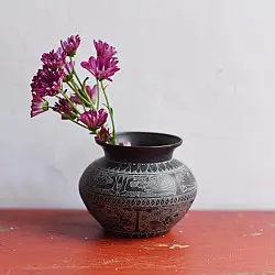 Antiquities from Khajuraho ~ Carving on Brass Lota / Kalash - B