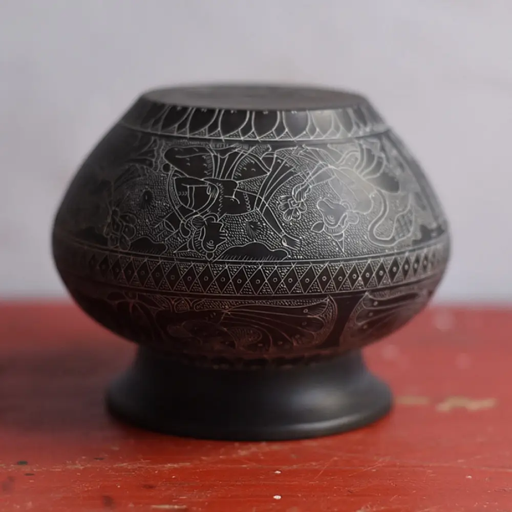 Shop Carving on Brass Lota from Khajuraho 