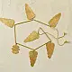 handmade brass leaf design toran door hanging featuring mango leaf shaped brass plates linked on a brass chain with central floral pendant