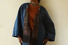 Kimono | Reversible Ajrakh & Denim Cotton Jacket - Black