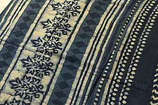 Sunday Afternoon ☕ Block Printed Cotton Dabu ~ Indigo Zig zag Saree