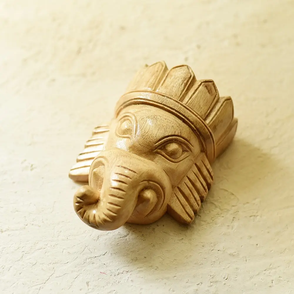 shop Handmade Wooden Hanging Mask - Ganesha