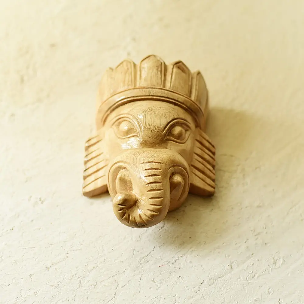 shop Handmade Wooden Hanging Mask - Ganesha