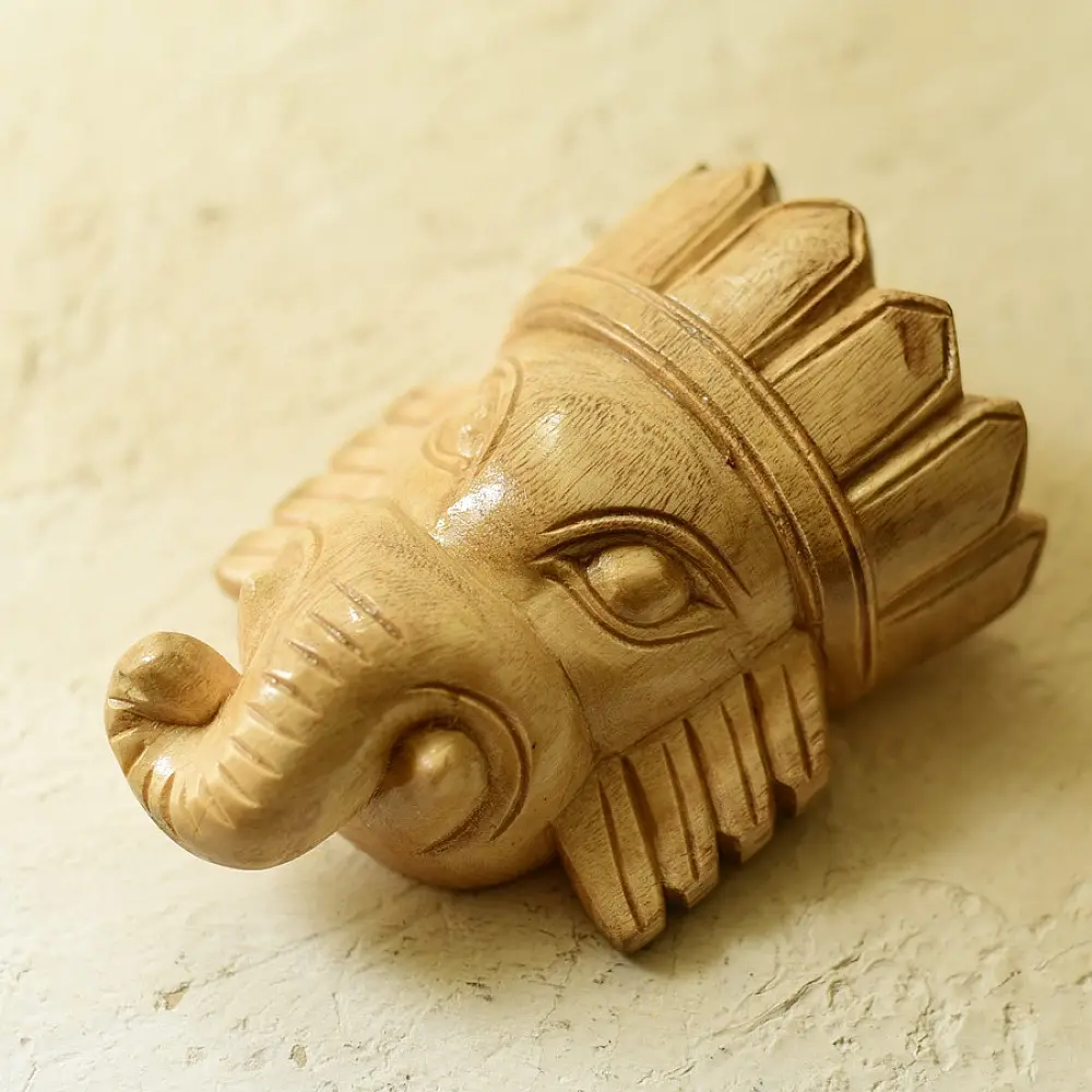 shop Handmade Wooden Hanging Mask - Ganesha