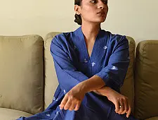 Jamdani - Handloom Cotton Blue Dress