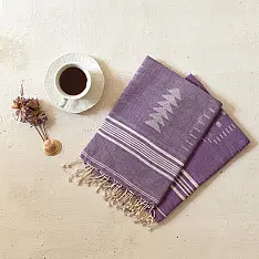 Aamaya . आमाया | Handloom Soft Cotton Jamdani Stole (Two Options) - Purple