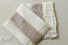Damodar . दामोदर ✩ Handspun Pure Cotton Dhoti Khes - Off White