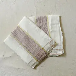 Damodar . दामोदर ✩ Handspun Pure Cotton Dhoti Khes - Off White