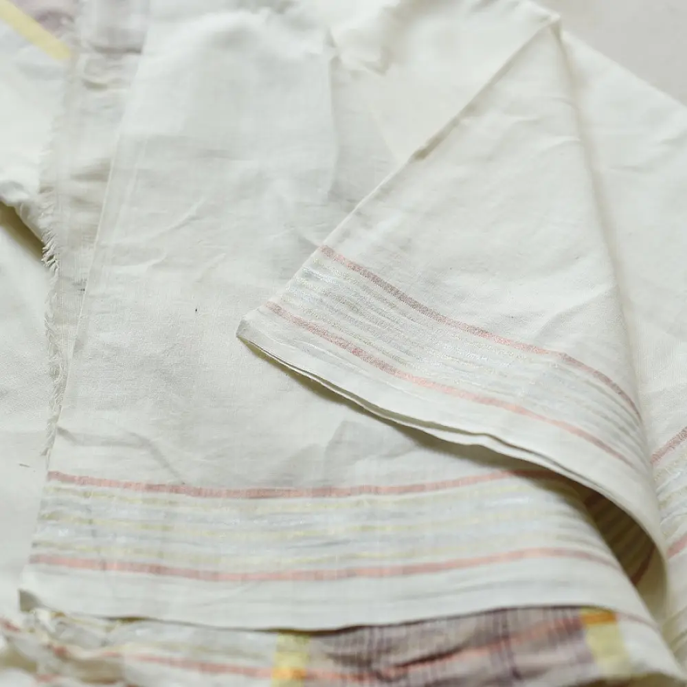 shop Handspun Cotton x Cotton Dhoti Khes - Zari Border