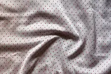 Mashru Fabric { Silk+Cotton } | Hand Woven Fabric - Off White With Red Dots