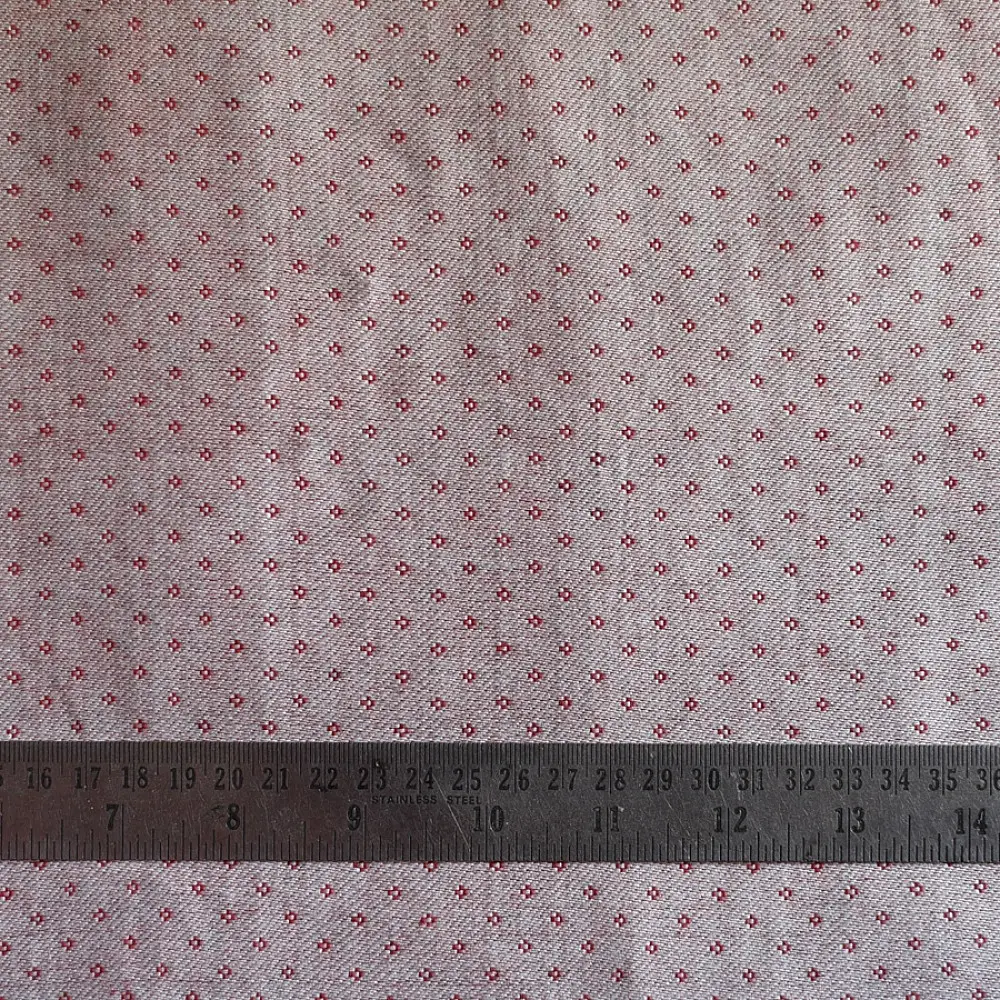 Hand Woven Fabric - Off White With Red Dots