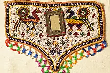 Prachin . प्राचीन  ❂ Gujrat Bead Work - Old & Antique Wall Hanging - Peacock