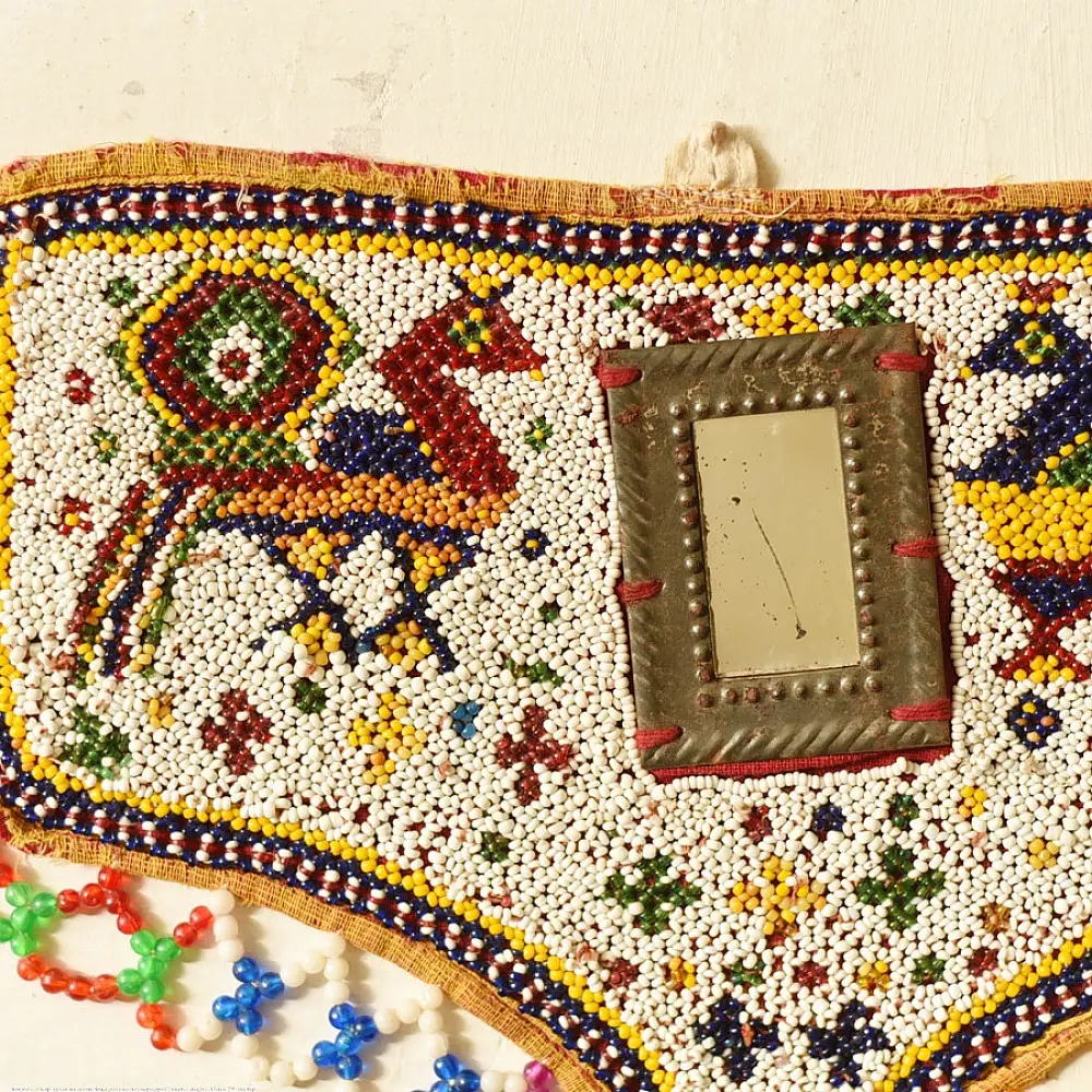 Gujrat Bead Work - Old & Antique Wall Hanging - Peacock