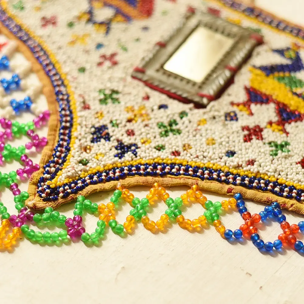 Gujrat Bead Work - Old & Antique Wall Hanging - Peacock