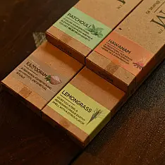 Sugandh ☘  Patchouli + Hawanam + Karpooram + Lemongrass ~ Incense Sticks Handcrafted With Natural Herbs ( Set of Four )