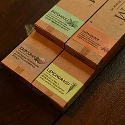 Sugandh ☘  Patchouli + Hawanam + Karpooram + Lemongrass ~ Incense Sticks Handcrafted With Natural Herbs ( Set of Four )
