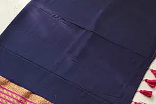	कमला | Handloom Cotton Saree | Zari Border . Ink blue