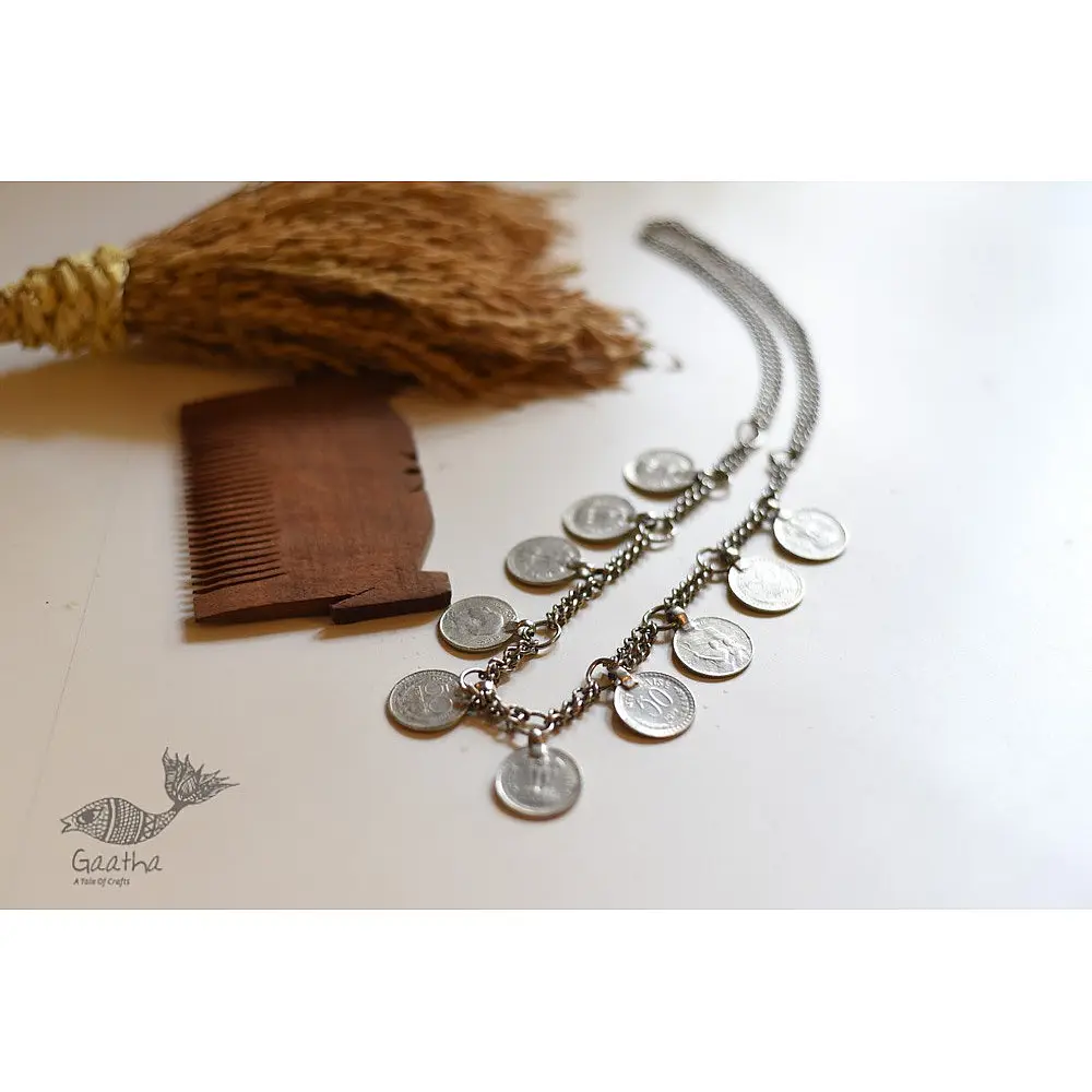 shop Handmade White Metal Vintage Jewelry - Coin Necklace