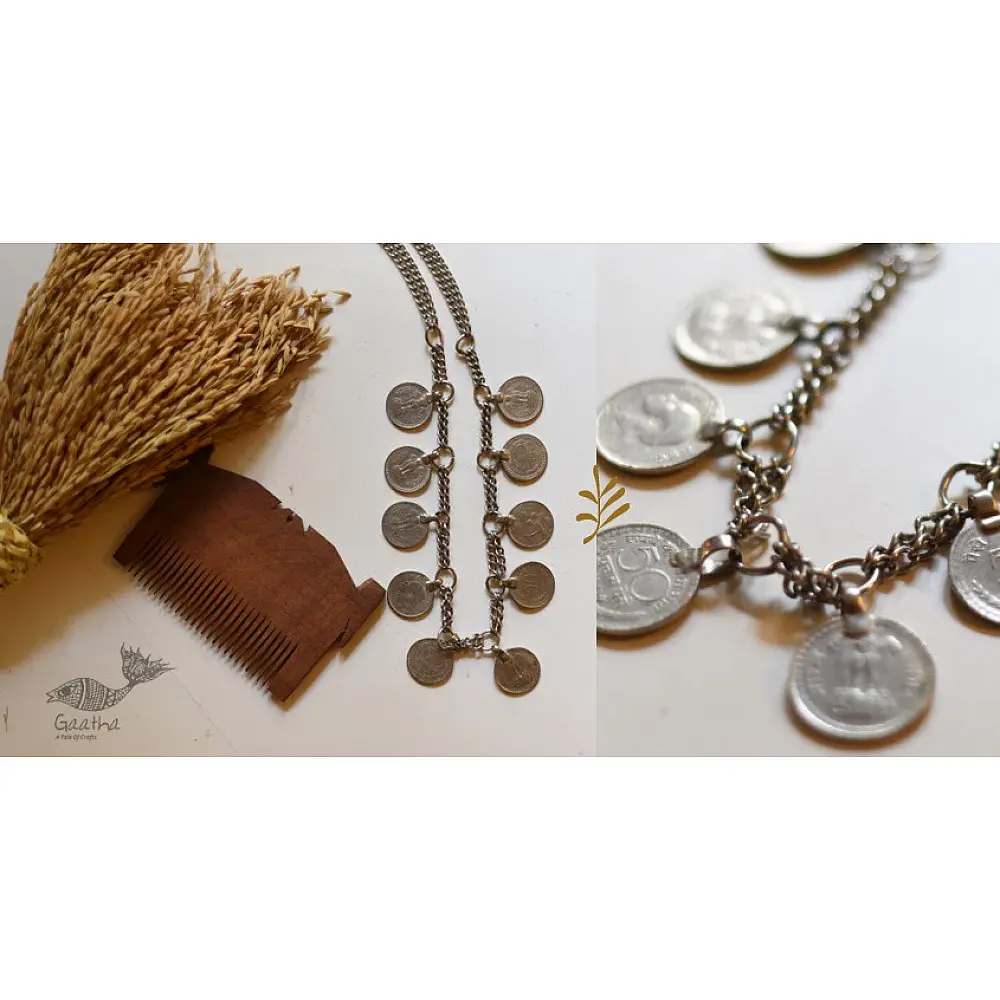 shop Handmade White Metal Vintage Jewelry - Coin Necklace