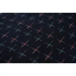 Ikat Handloom Cotton Fabric - Black Cross