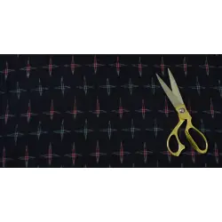 Ikat Handloom Cotton Fabric - Black Cross