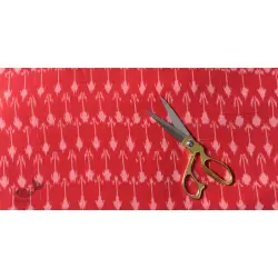 Ikat Handloom Cotton Red Fabric - Arrow Motif