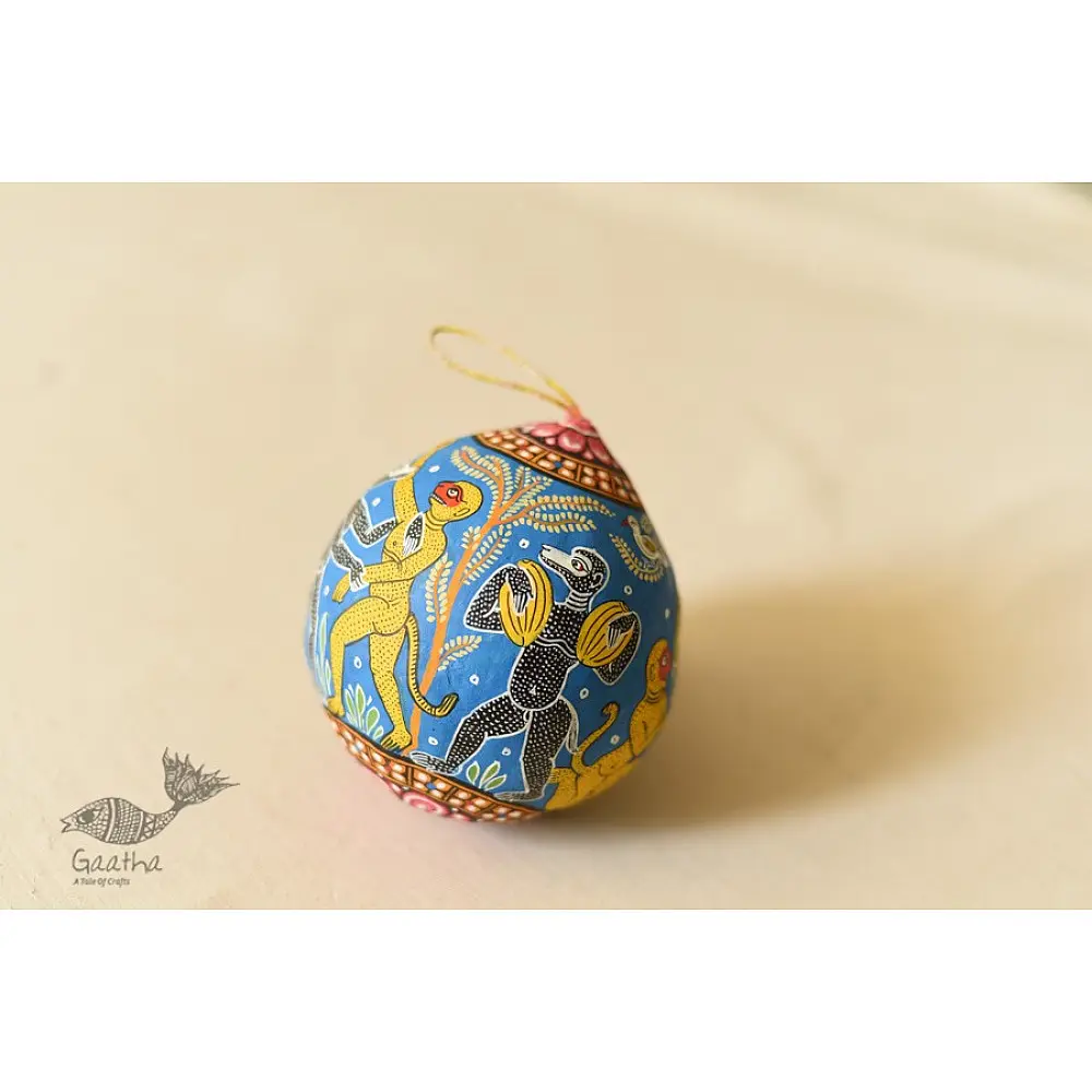 shop Pattachitra Painted - Hanging Monkey Coconut 