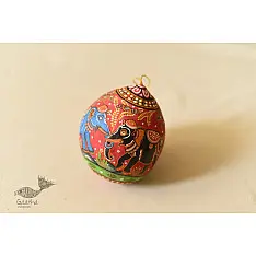 Pattachitra ~ Painted Horse & Elephant on Hanging Coconut