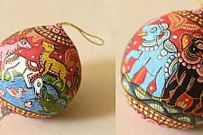 Pattachitra ~ Hand Painted Elephants on Hanging Coconut