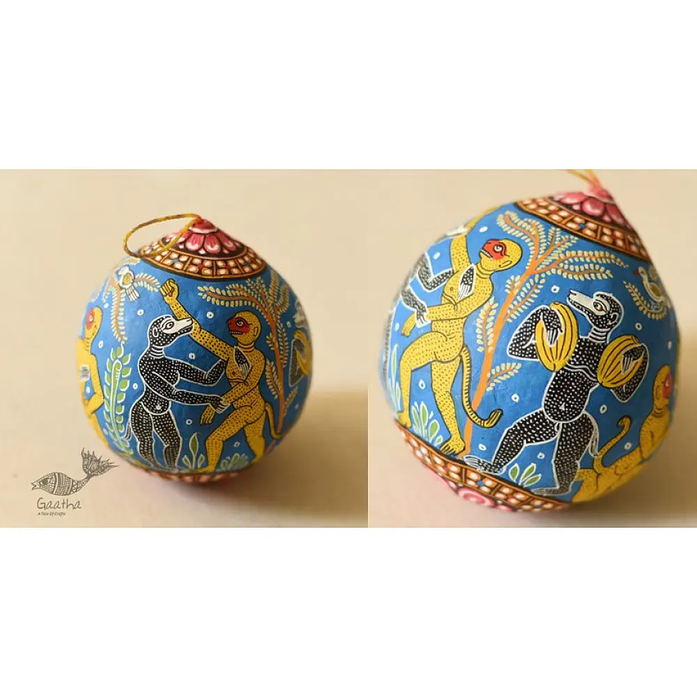 shop Pattachitra Painted - Hanging Monkey Coconut 
