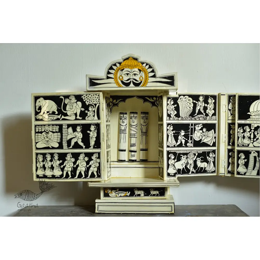 A Wooden Shrine ( Red kaavad - 41 cm)