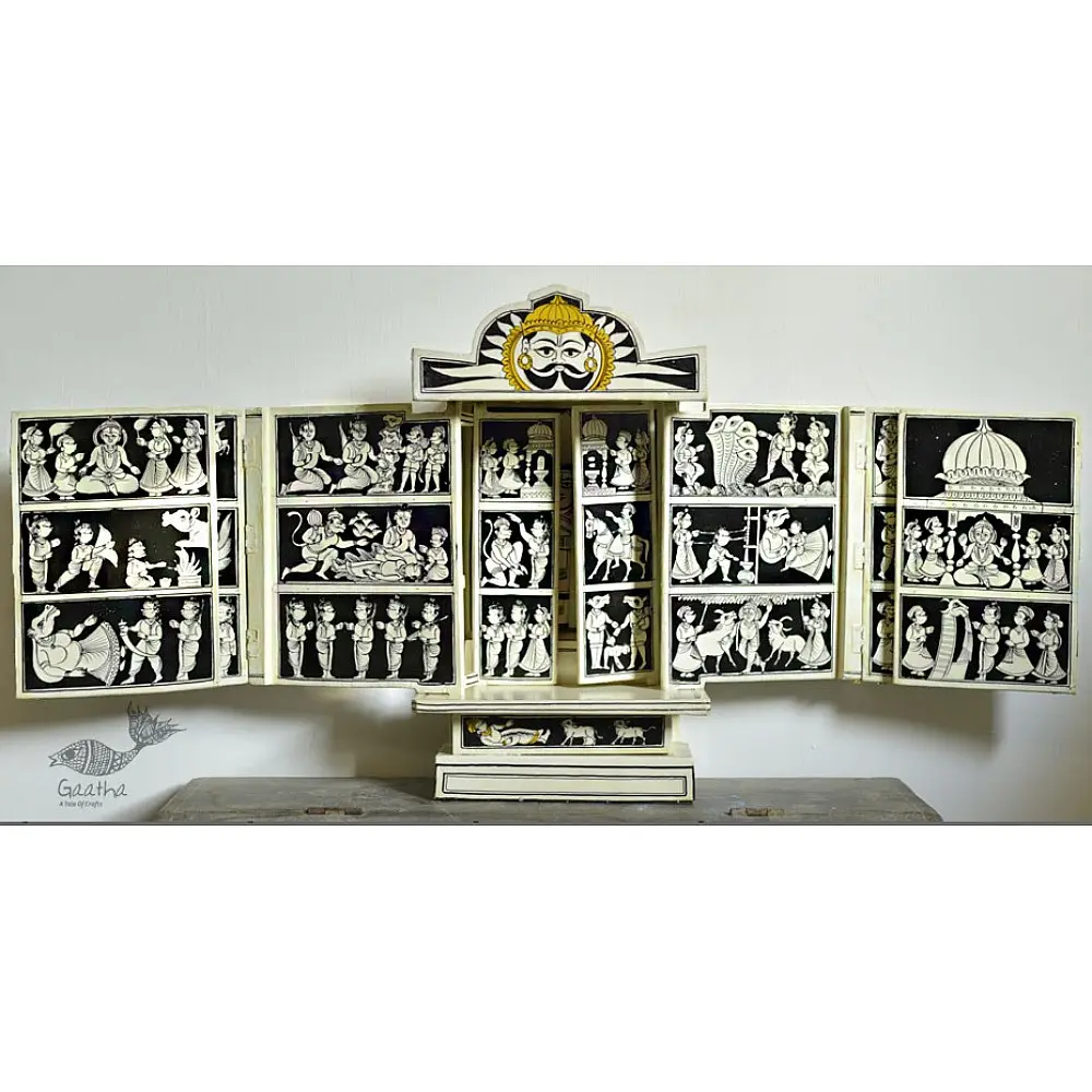 A Wooden Shrine ( Red kaavad - 41 cm)