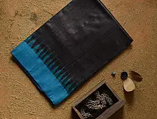 Kamakshi | Pure Tussar Silk Black Saree