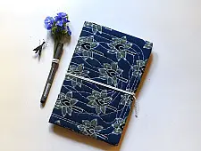 Ajrakh Pothi Diary  ( 9 X 6 in ) ☙ Lotus Motif
