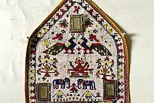 Prachin . प्राचीन  ❂ Gujrat Bead Work - Old & Antique Wall Hanging - Ganesha