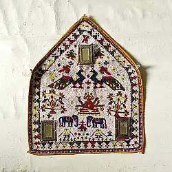 Prachin . प्राचीन  ❂ Gujrat Bead Work - Old & Antique Wall Hanging - Ganesha