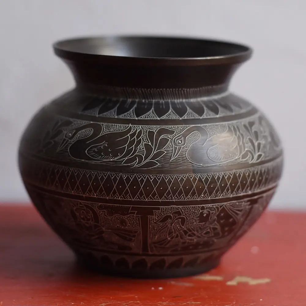 Brass Lota with Carving   - C