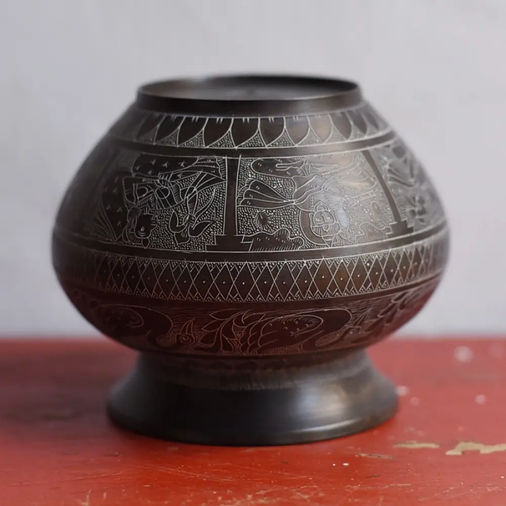 Brass Lota with Carving   - C