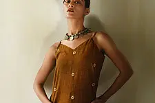 Itr .  Jamdani Handloom Cotton Top | Brown
