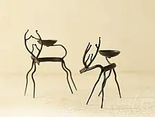 Ahou | Wrought Iron ~ Deer Lamp Holder (Set of Two)